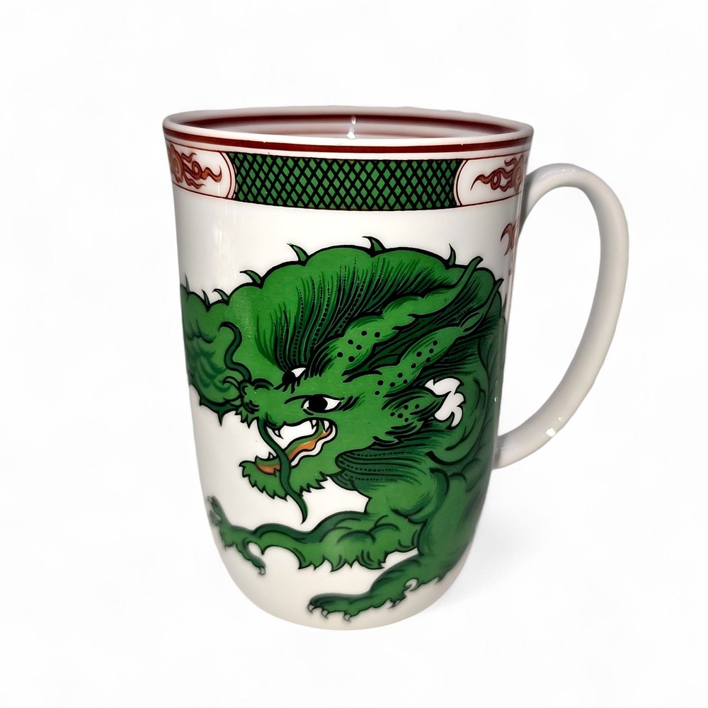 Vintage Fitz & Floyd Green Dragon Mug Porcelain Fantasy 1990s Gothic